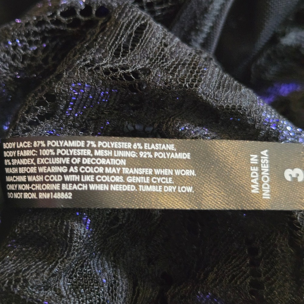 Torrid Black violet Blue Metallic Lace Butterfly Babydoll Chemise size 3 gothic - Picture 6 of 7